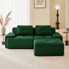 82" Corduroy L-Shaped Modular Sectional Sofa with Movable Ottoman, Pearl-Like Piping, Tufted Design, and No Assembly - 3 of 4