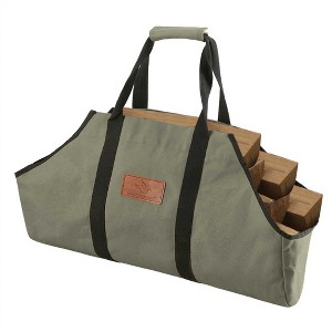 WHITE DUCK Tote Shape Canvas Firewood Log Carrier Waxed Heavy-Duty Collapsible Tote with Handles for Wood, Gear, or Tools - 1 of 4