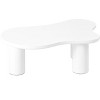 NicBex Minimalist Irregular Coffee Table with 3 Thick Legs,Sleek End Table with Round Edge,Cream Style Center Table for Living Room - 2 of 4
