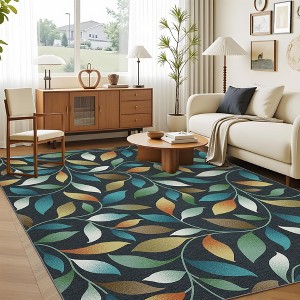 Modern Washable Foldable Rug, Soft Floor Rug with Non Slip Backing, Low Pile Stain Resistant Area Rug for Living Room Dorm Office Decor - 1 of 4