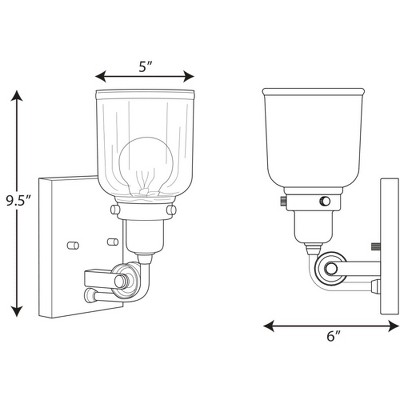 Rushton Brushed Nickel Wall Sconce with Clear Glass Shade