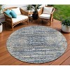 Blue And Beige Moroccan Washable Indoor Outdoor Area Rug - 2 of 4