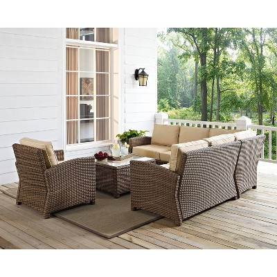 Bradenton 6-Person Brown Wicker Outdoor Sectional Set with Sand Cushions