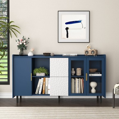 VYNXARIA Modern Kitchen Pantry Storage Cabinet with Glass Doors and Ample Storage