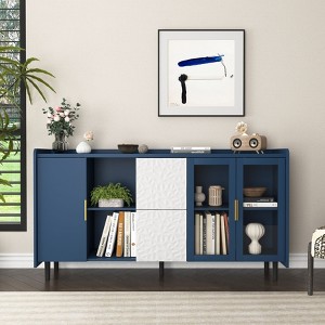 VYNXARIA Modern Kitchen Pantry Storage Cabinet with Glass Doors and Ample Storage - 1 of 4