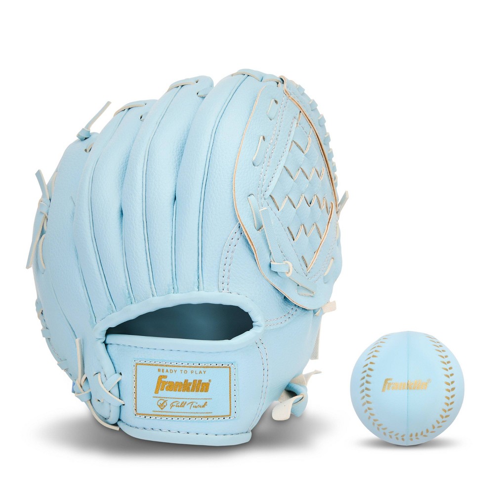 Franklin Sports 9" T Ball Glove with Ball Right Handed Thrower - Carolina Blue: PVC Material, All-Purpose T-Ball Use