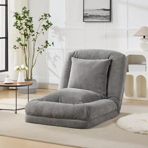 Acekool Chenille 5-Position Adjustable Foldable Sofa Dog Bed with Fluffy Pillows, Oversized Lounger for People and Pets - 1 of 4