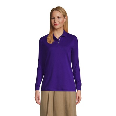 Lands' End School Uniform Women's Long Sleeve Interlock Polo Shirt