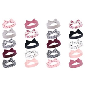 Hudson Baby Infant Girl Cotton and Synthetic Headbands Bundle Set, Rose, 0-24 Months - 1 of 2
