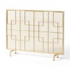 VYNXARIA Modern Single PanelIron Fire Screen,incorporates clean, straight lines and geometric pattern,Gold Finish - 4 of 4