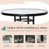4-Piece Outdoor Patio Dining Set with 2 Folding Chairs, Adjustable Angle Umbrella, Wave Textured Tempered Glass Top - 4 of 4