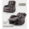 GustoWave Oversized Manual Swivel Rocker Recliner Chair w/Heat & Massage, Faux Leather Padded Swivel Lazy Boy Reclining Sofa for Adults - 3 of 4
