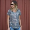 Amaryllis Women's Short-Sleeve Casual V-Neck Camouflage Print Soft Durable High Low Tee - 3 of 4