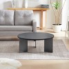 Round Coffee Table with Walnut Wood Top and Black Metal Base,Modern Centerpiece for Living Room-Maison Boucle - 2 of 4