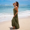 Women's Alluring Olive Green Maxi Dress with Plunging Neckline - Cupshe - 2 of 4
