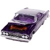 1961 Dodge Dart Phoenix Lowrider Purple Sky Metallic with Graphics and Purple Interior 1/64 Diecast Model Cars by Auto World - 3 of 4