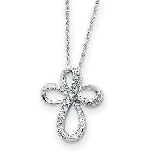 Black Bow Jewelry Rhodium Plated Sterling Silver & CZ Endless Hope Cross Necklace, 18in - 1 of 4