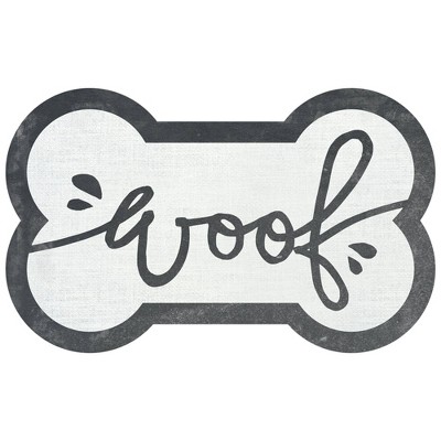 A&A Story Bone Woof Dog Feeding Mat - White and Black