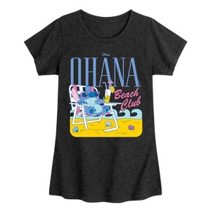 Girls' - Lilo and Stitch - Ohana Beach Club Fitted Short Sleeve Graphic T-Shirt - 1 of 4