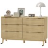 HOMCOM Fluted Dresser for Bedroom with 6 Drawers, 54" Wide Chest of Drawers with Gold Finger Pulls and 5 Wood Legs - 4 of 4