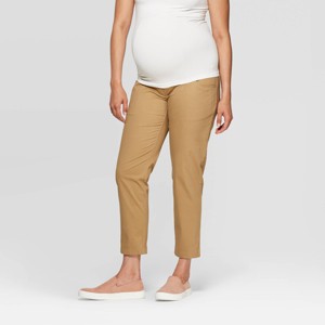 Maternity Crossover Panel Chino Pants - Isabel Maternity by Ingrid & Isabel Gazelle Brown 12, Women