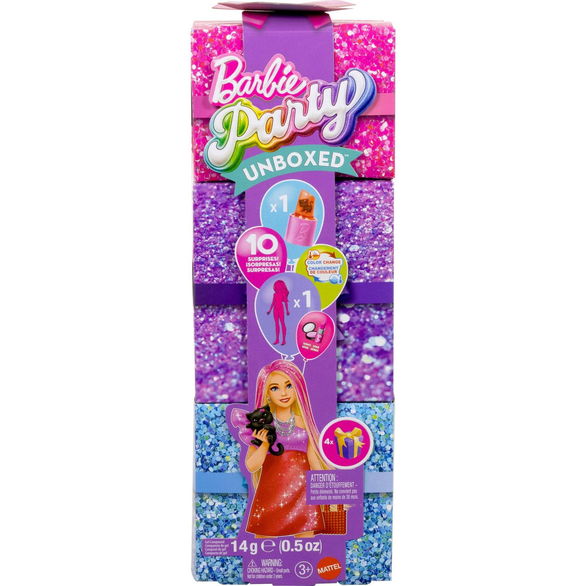 Barbie Party Unboxed Glam Party Series Red Sparkle Doll & Accessories with 10 Surprises