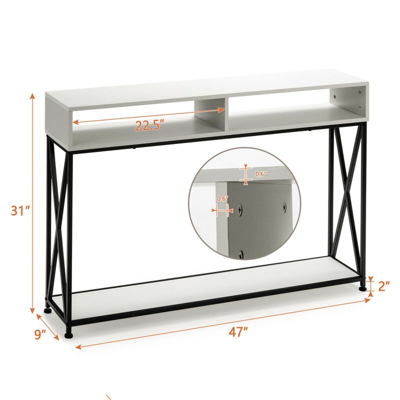 Costway Console Table with Open Shelf and Storage Compartments Steel Frame, 2 of 13