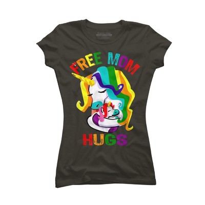 Adult Design By Humans Free Mom Hugs Unicorn Pride By Avocato T-Shirt