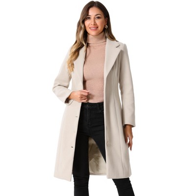 INSPIRE CHIC Women's Notched Lapel Single Breasted Outwear Work Long Winter Coat