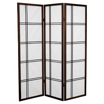 5 ft. Tall Double Cross Shoji Screen - Walnut (3 Panels) - Oriental Furniture