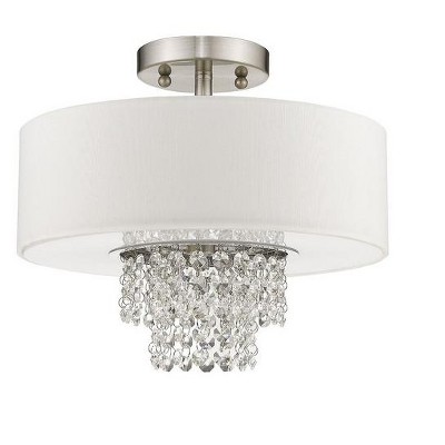 Carlisle Brushed Nickel 2-Light Drum Semi-Flush Mount with Crystal Accents