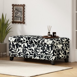 39'' Floral Upholstered Storage Ottoman with Soft-Close Hinges,Multi-Functional Bench for Bedroom or Living Room-Cuddlewood - 1 of 4