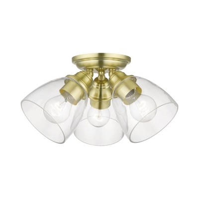 Livex Lighting Montgomery 3 - Light Flush Mount in  Satin Brass