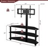 Black Multi-function TV Stand Height Adjustable Bracket Swivel 3-Tier - 3 of 4