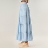 Anna-Kaci Women's Tiered Maxi Skirt with Ribbon Tie Details and Elastic Waistband - 3 of 4
