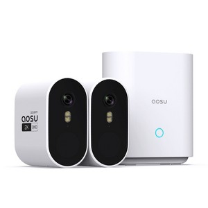 aosu 2K QHD 3.0-MP Outdoor Dual-Band WirelessCam System 2 Cam Kit with 2 Cameras and 4-Channel HomeBase Recorder, C6P2AH11 in White - 1 of 4