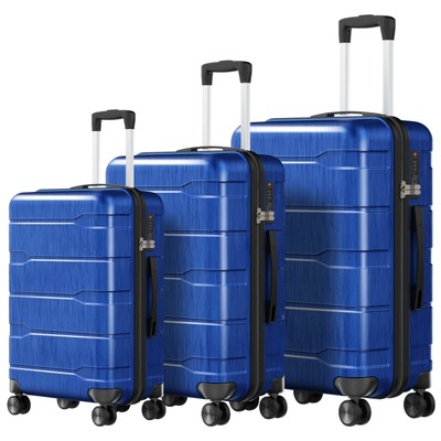 SKONYON 3pc Hardside Checked Spinner Luggage Set