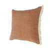 20" Orange And Tan Cotton Color Block Throw Pillow with Fringe - 4 of 4