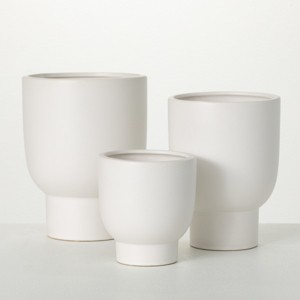 Sullivans 5", 7.5" & 8.25" Contoured Platform Planters Set of 3, White - 1 of 4