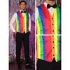 Lars Amadeus Men's Single Breasted V Neck Colorful Rainbow Stripes Vest - 4 of 4