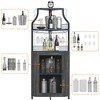 Corner Wine Bar Rack Cabinet with Detachable Wine Rack, Home Bar Cabinet with Barn Door and Adjustable Shelf - 4 of 4