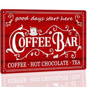 Vintage Metal Sign - Coffee & Tea Bar Decor - Christmas & Hot Cocoa Station - 8 x 12 Inch - 1 of 2