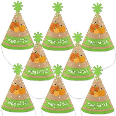Big Dot of Happiness Pumpkin Patch - Mini Cone Fall, Halloween or Thanksgiving Party Hats - Small Little Party Hats - Set of 8