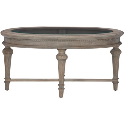 Gray and Black Oval Wood Glass Cocktail Table