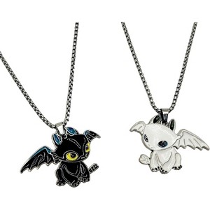 Matching Dragon Couple Necklace Set - Gothic Black & White Jewelry Gift for Him & Her - 1 of 4