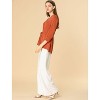 INSPIRE CHIC Women's Elegant 3/4 Sleeves V Neck Drawstring Waist Peplum Top Blouse Shirts - 4 of 4