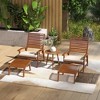 Aghana Digitals 4-Piece Outdoor Seating Set: 2 Cushioned Chairs, 2 Ottomans, Slatted Acacia Wood, - 2 of 4