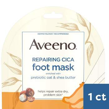 Aveeno Repairing CICA Foot Mask with Prebiotic Oat & Shea Butter for Extra Dry Skin, Fragrance Free