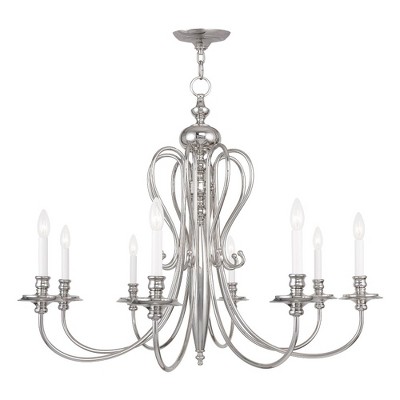 Livex Lighting Caldwell 8 - Light Chandelier in  Polished Nickel