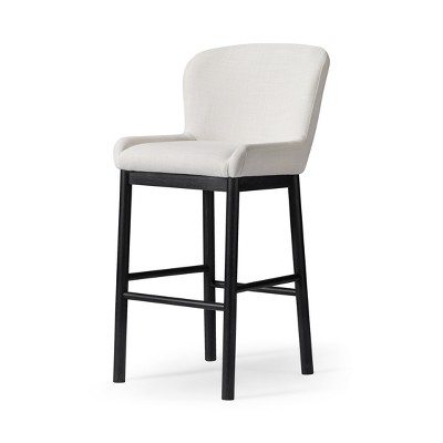 Maven Lane Gia High Back Fabric Bar Stool Height Chair, Aged Black/Dove